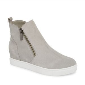 Blondo Giselle Waterproof Gray Suede Leather High Top Side Zip Sneakers 7.5